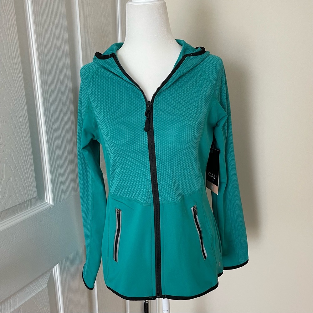 Cali Maximum Performance Teal Green Long Sleeve Full Zip Hoodie Women’s Size S